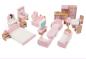 Preview: Großhandel B2B Kinderspielhaus Puppenhaus Möbelset Mini Rosa Spielset aus Holz